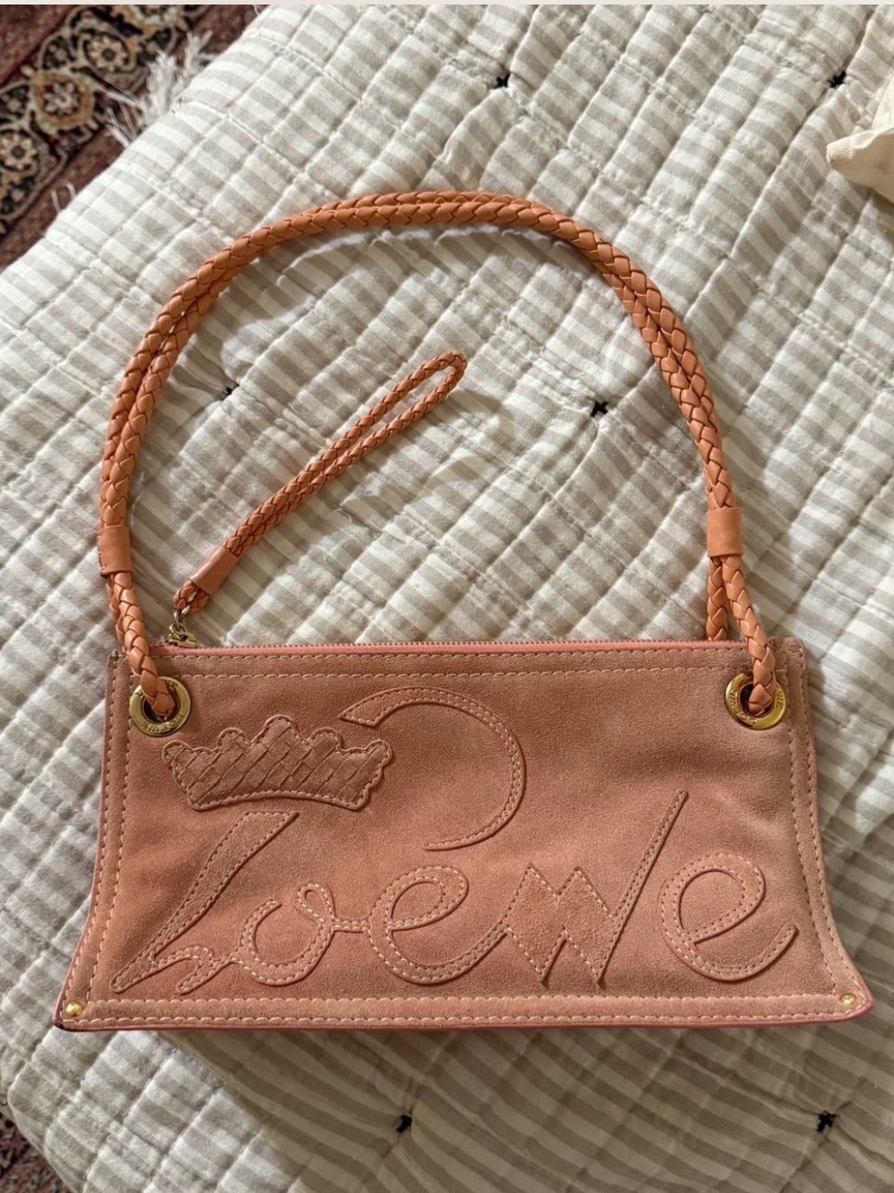 Loewe pink suede shoulder bag